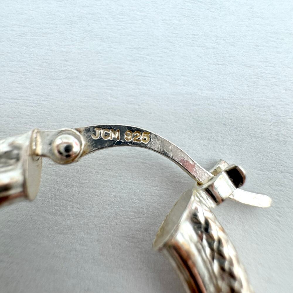 JCM 925 Sterling Silver Double Hoop Earrings Signed Acid Tested 6.00 Grams - Picture 8 of 12
